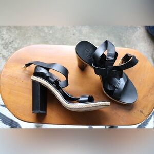 Tory Burch Black Strappy Sandals with Block Heel